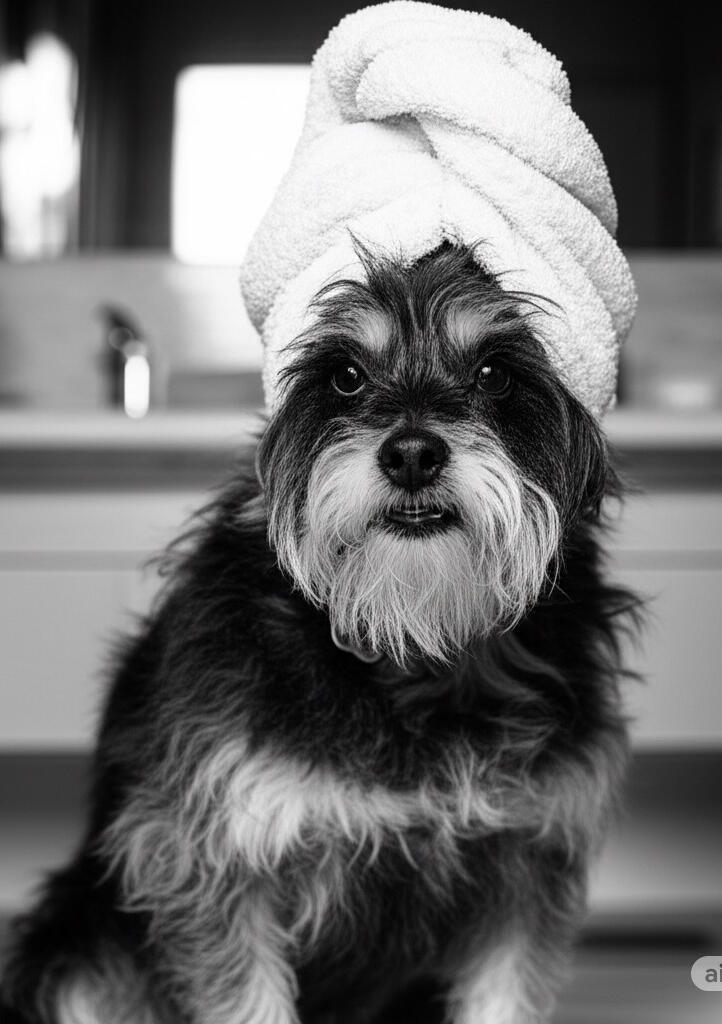 “Relaxed Spa Master”“Sophisticated pet portrait capturing the ultimate in zen vibes. Our custom spa day art transforms any pet into a meditation guru with premium towel wrap elegance.”